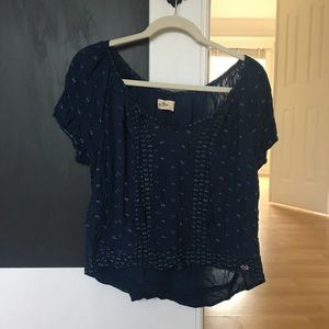 Navy blue peasant top